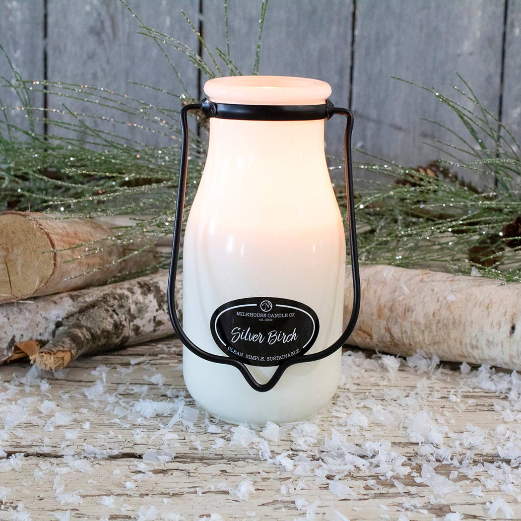 14 oz Milkbottle Candle: Silver Birch - Image 2