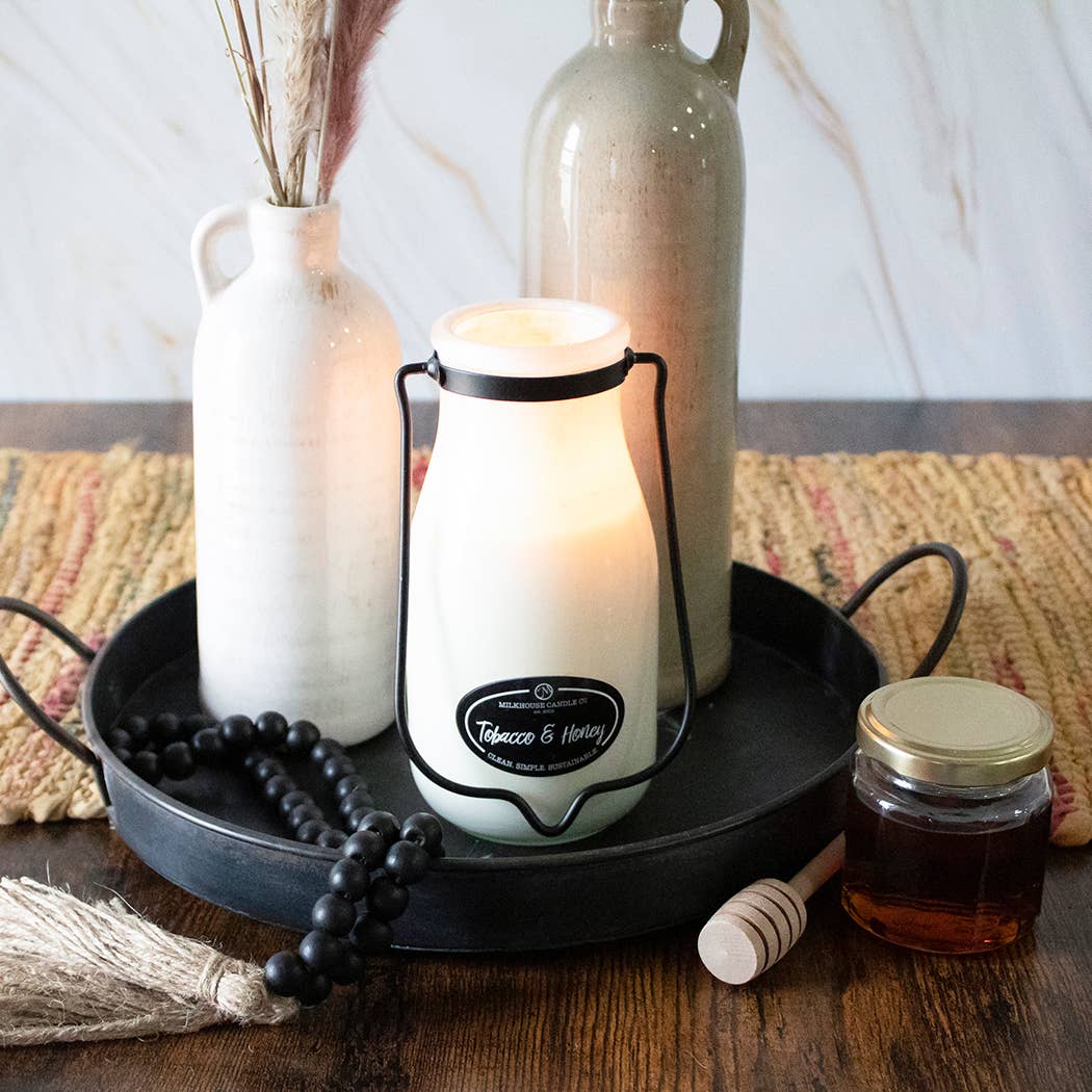 14 oz Milkbottle Candle: Tobacco & Honey - Image 2