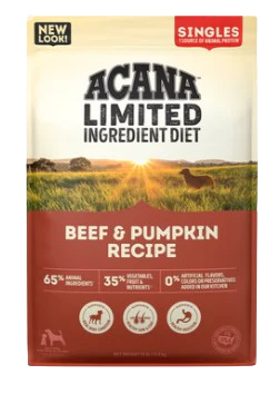 Acana Limited Ingredient Diet Singles, Beef & Pumpkin Recipe Dry Dog Food, 22.5lbs
