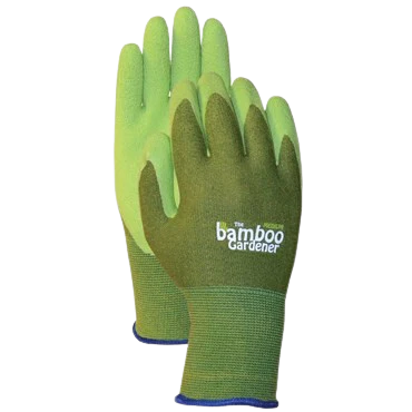Bamboo Gardener Gloves - Natural Rubber Palm - Green