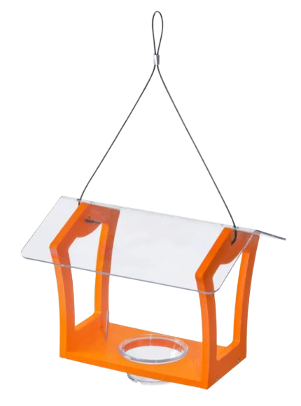 Oriole Bird Feeder in Orange Recycled Plastic