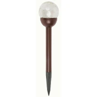 Solar Light Stake, Crackle Glass, Bronze