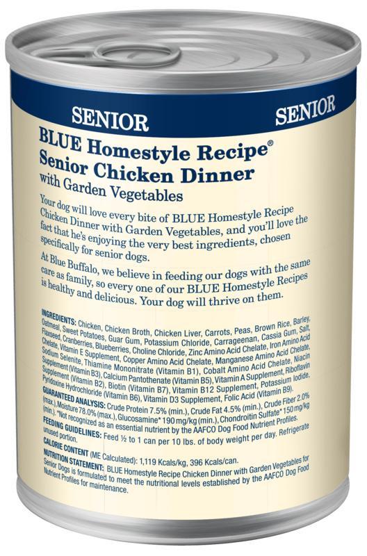 Blue Buffalo Homestyle Senior Dinner Chicken with Garden Vegetables & Brown Rice Canned Dog Food - Image 2