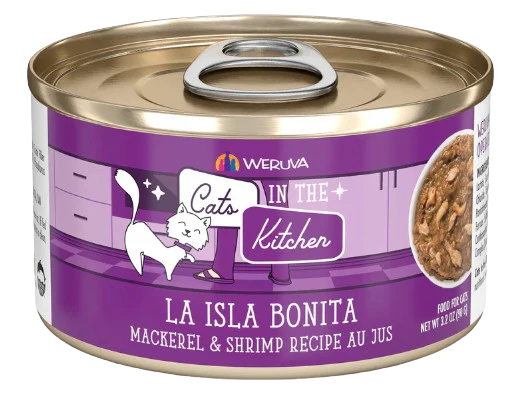 Cats in the Kitchen  La Isla Bonita Mackerel and Shrimp Recipe Au Jus Canned Cat Food, 3.2oz