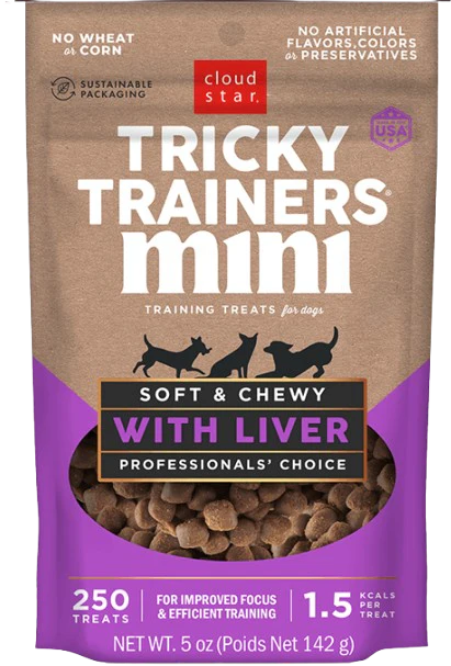 Cloud Star Chewy Tricky Trainers Mini Chicken Liver Chewy Dog Treats, 5oz