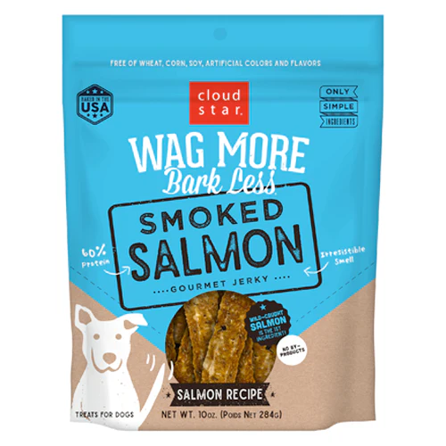 Cloud Star Wag More Bark Less Grain Free Smoked Salmon Jerky Dog Treats, 10oz