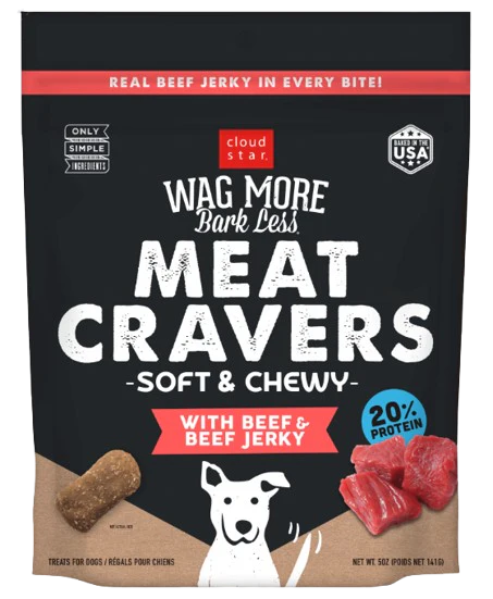 Cloud Star Wag More Bark Less Meat Cravers Soft Chews Dog Treats, Beef, 5oz