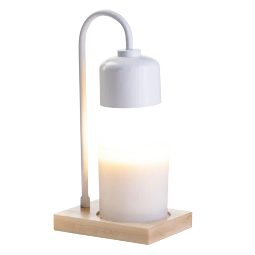 White & Wood Arched Candle Warmer Lamp