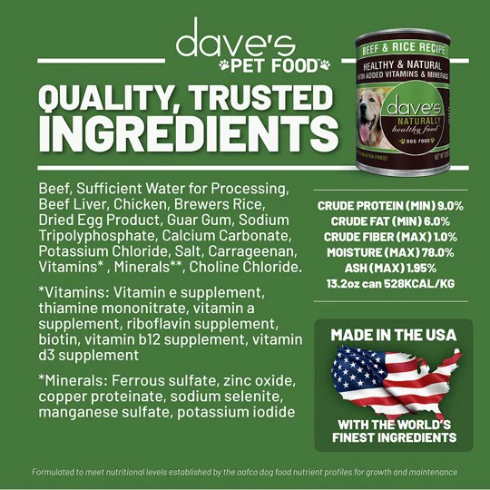 Dave's Naturally Healthy Beef And Rice Canned Dog Food, 13oz - Image 4