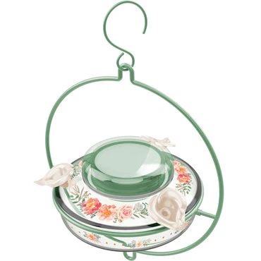 Decorative Glass Top Fill Hummingbird Feeder, Gardenia Bouquet - - 13oz Capacity - 8.2in H x 7.4in W x 3.1in D