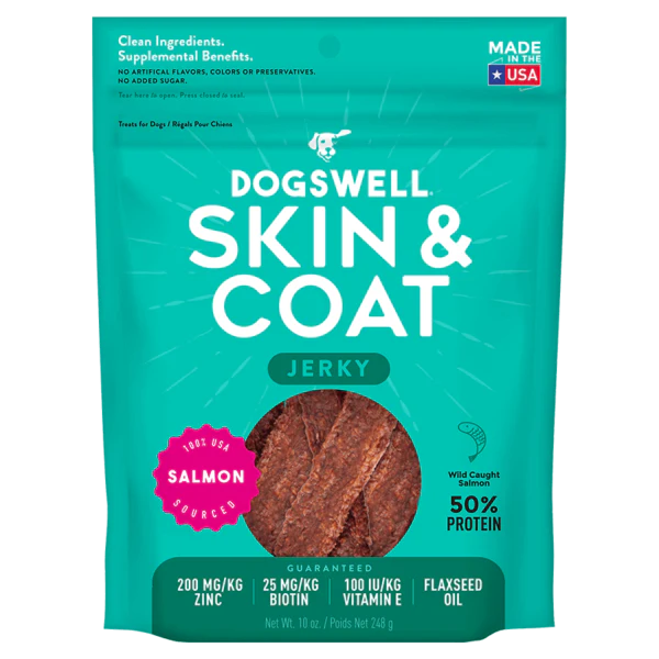 Dogswell Skin & Coat Jerky Treats, Salmon, 10oz