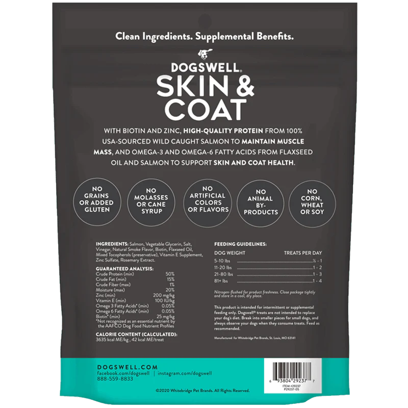 Dogswell Skin & Coat Jerky Treats, Salmon, 10oz - Image 2