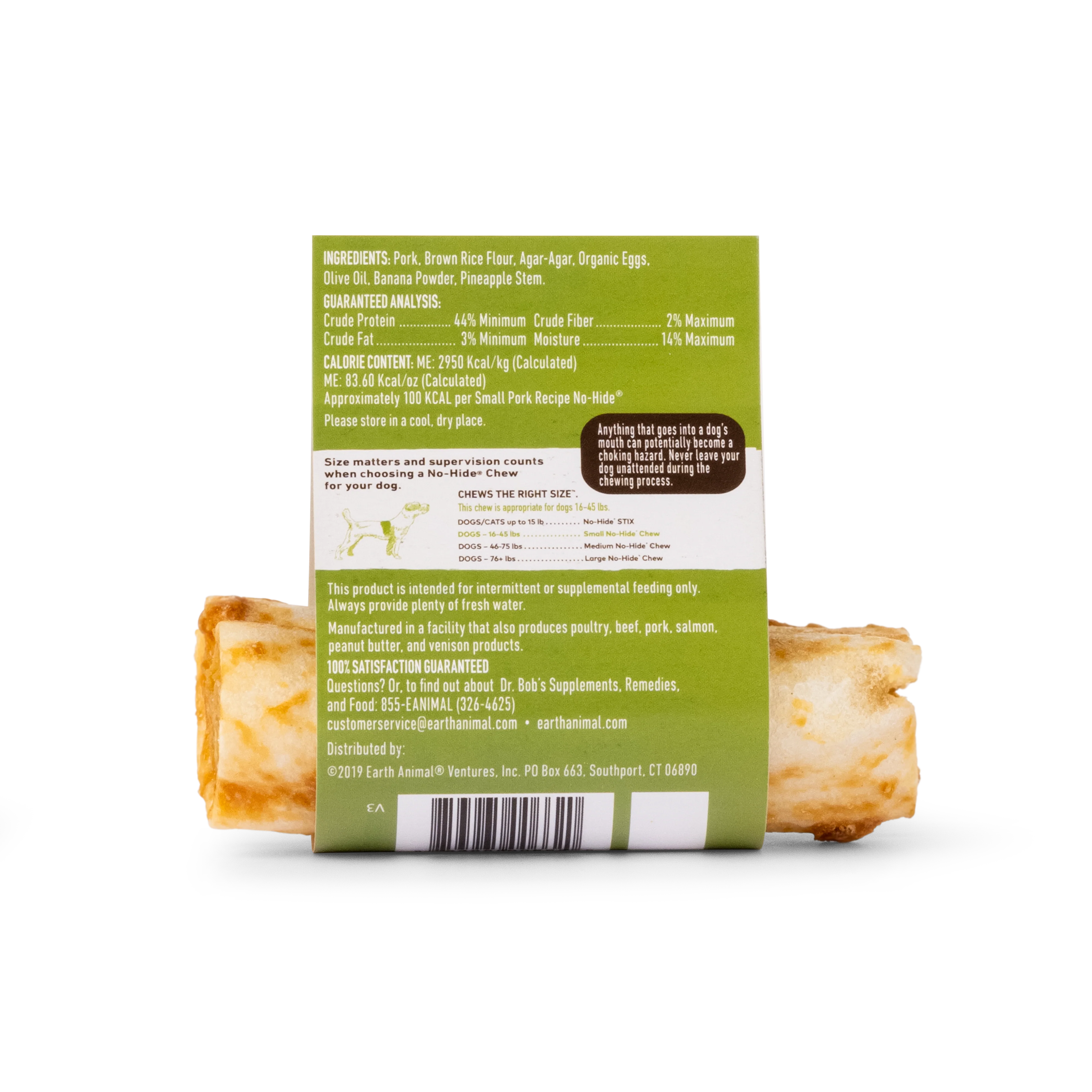 Earth Animal Pork No-Hide® Wholesome Dog Chews - Small, 4" - Image 3