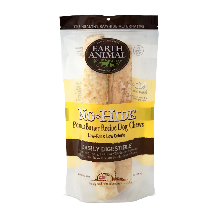 Earth Animal Peanut Butter No-Hide Wholesome Dog Chew 11" (2 pack)