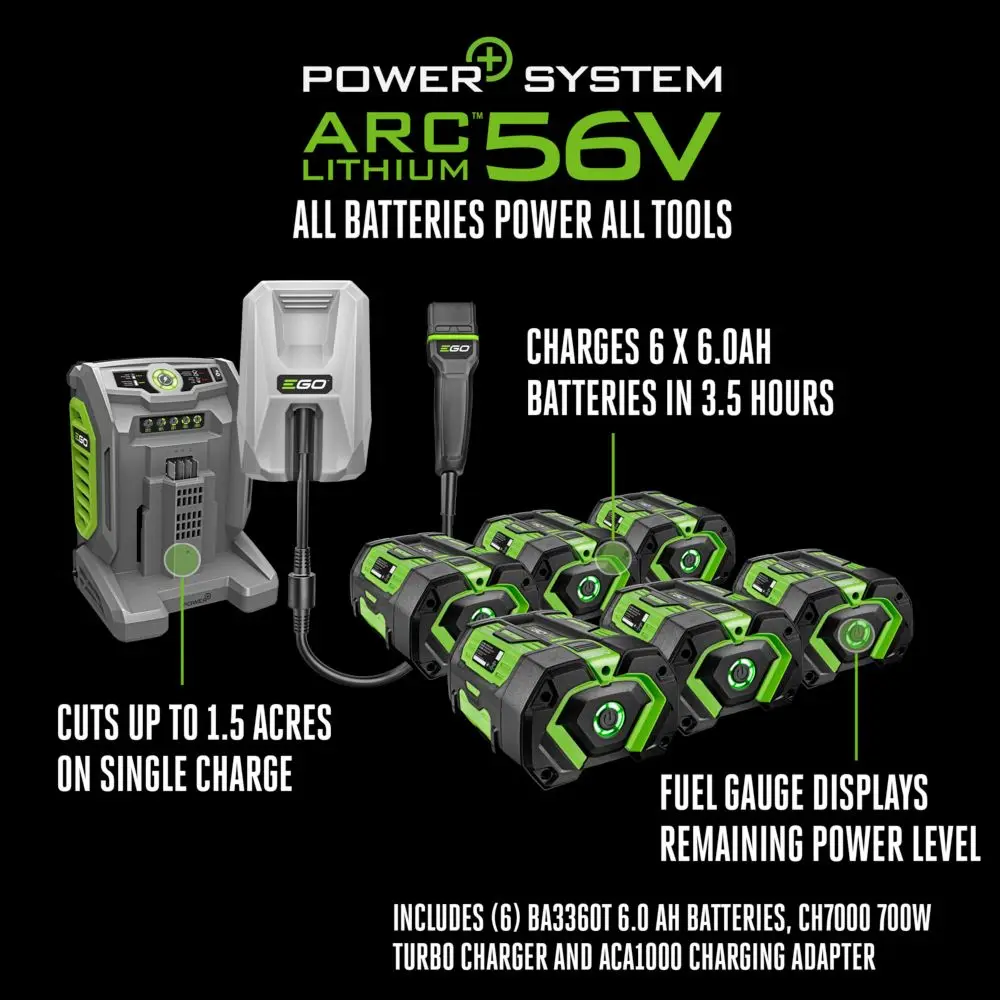 EGO POWER+ 42” T6 Riding Lawn Tractor Kit (6-6.0Ah Batteries, Turbo 700W Charger, ACA1000 Charging Adaptor) - Image 9