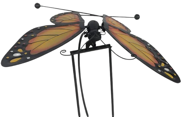 Metal Butterfly Rocker Stake, Yellow - 50"Hx13.97"Wx15.35"L
