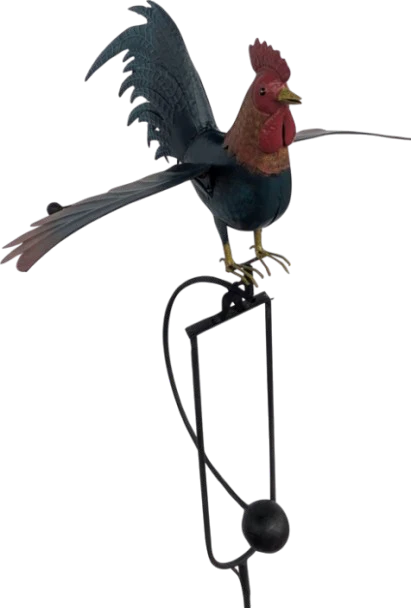 Metal Rooster Rocker Stake, 58.66"Hx13.38"Wx18.5"L