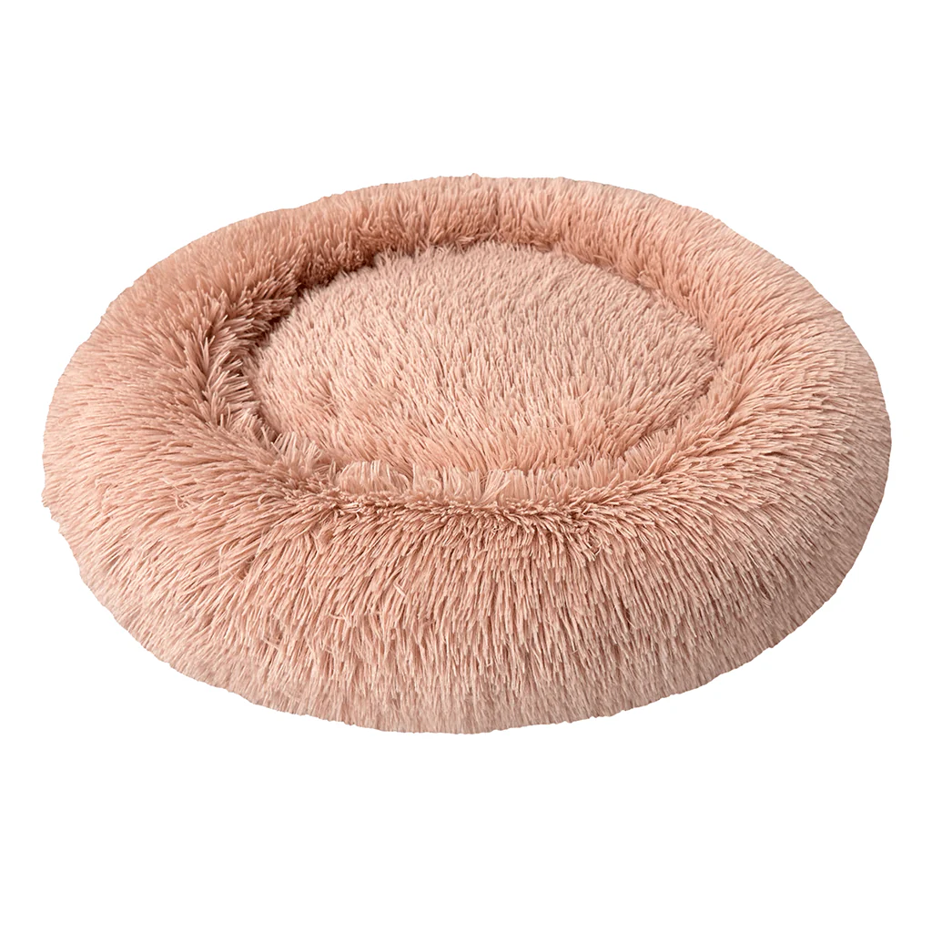 Sleep Zone Luxe Round Faux Fur Dog Bed, Dusty Rose - Image 3