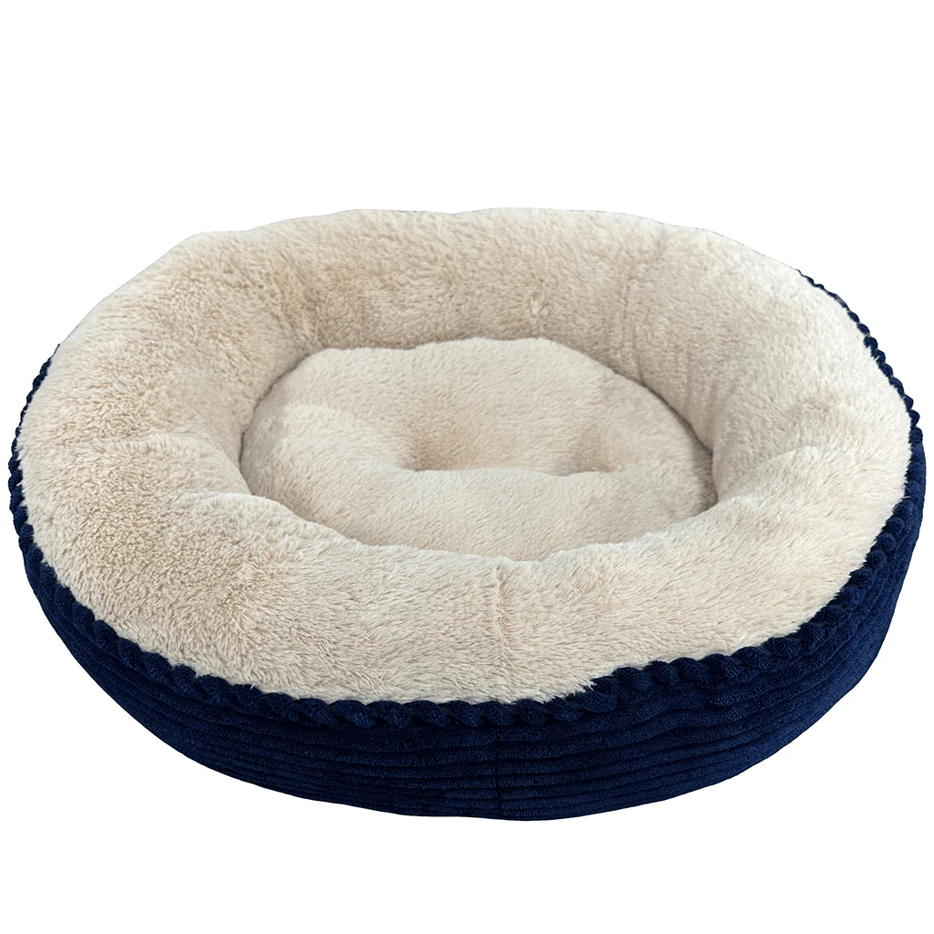 Sleep Zone Round Rib Corduroy Bed, Navy - Image 3