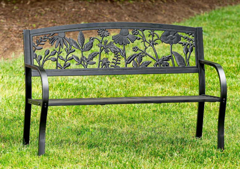 Wildflower Cast Iron Garden Bench - Image 2