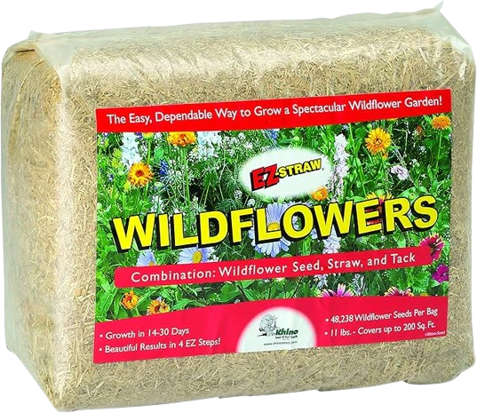 EZ-Straw Wildflower Seed Mix with Straw & Tackifier – 48,238 Wild Flower Seeds - 11 lbs. (200 sq. ft.)