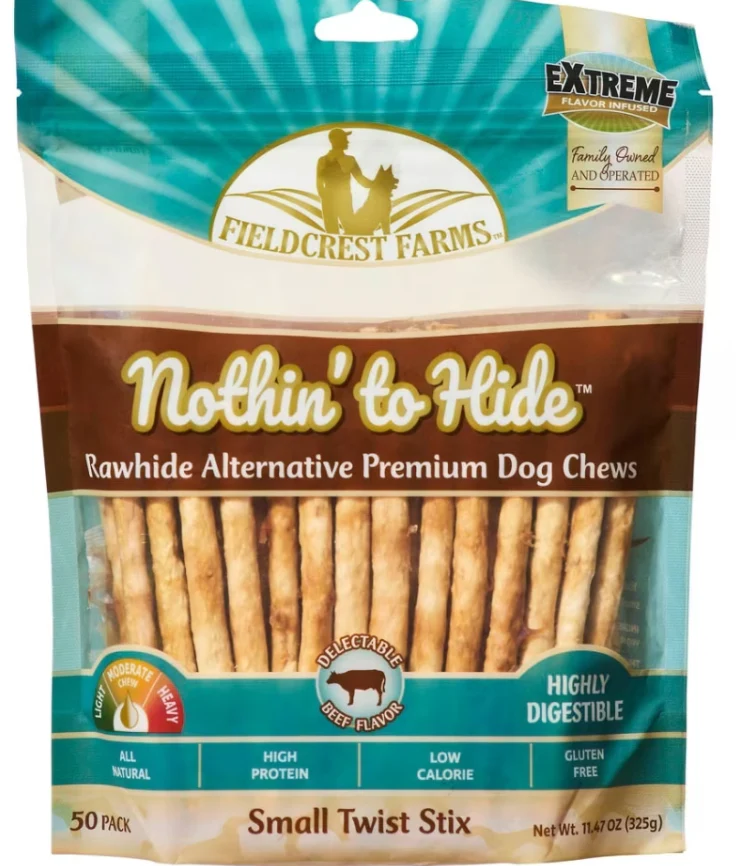 Fieldcrest Farms Nothin' To Hide Twist Stix Dog Chews, Small Beef, 50pk