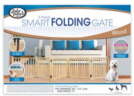 Four Paws Expandable Dog Gate, Wood Gate for Dogs 48-110" W x 17" H