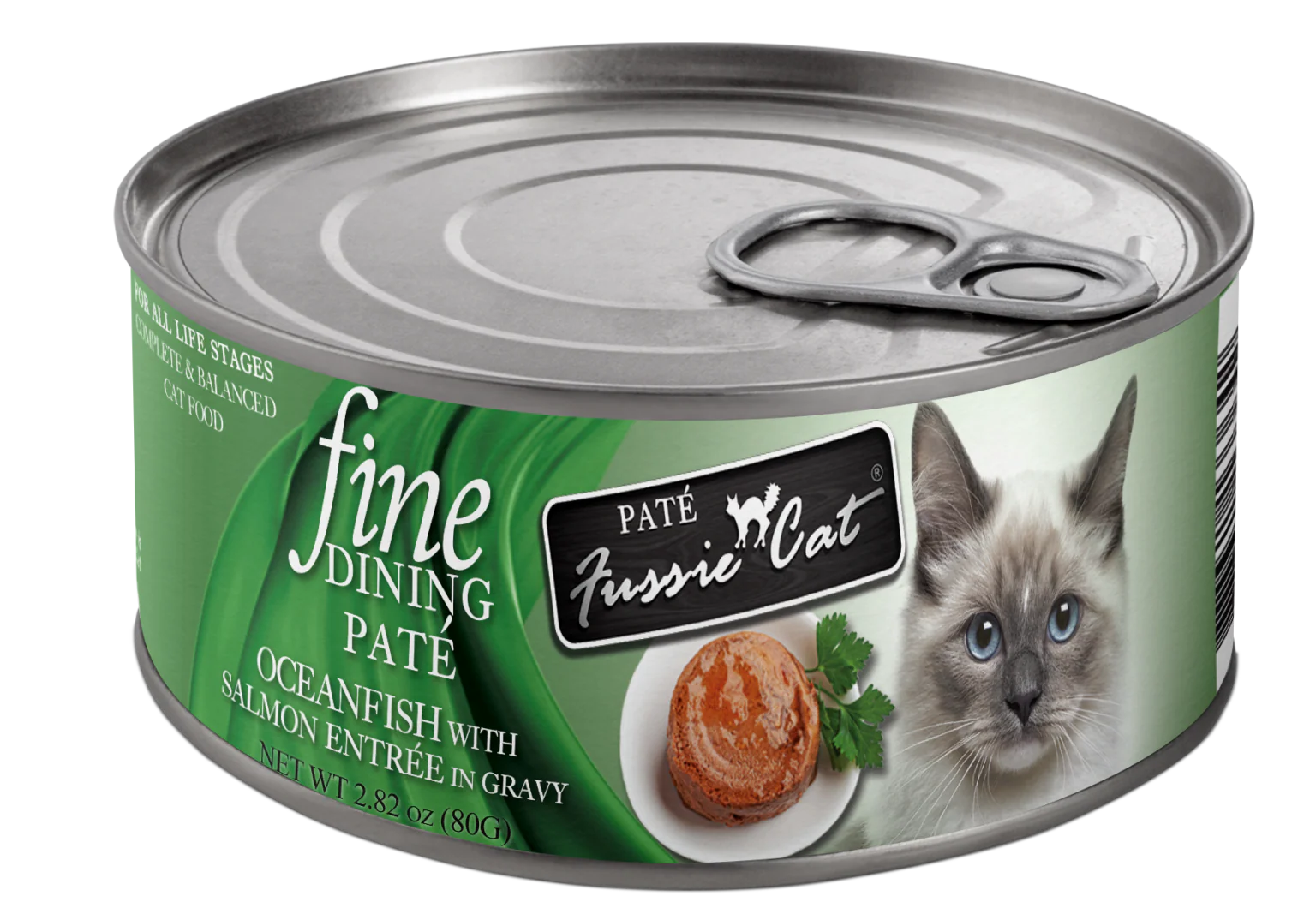 Fussie Cat Fine Dining - Pate - Oceanfish with Salmon Entree in gravy Canned Cat Food, 2.82oz
