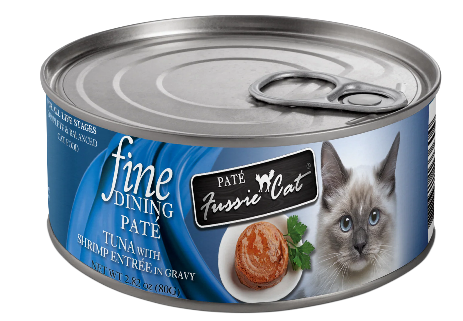 Fussie Cat Fine Dining - Pate - Tuna with Shrimp Entree in gravy Canned Cat Food, 2.82oz