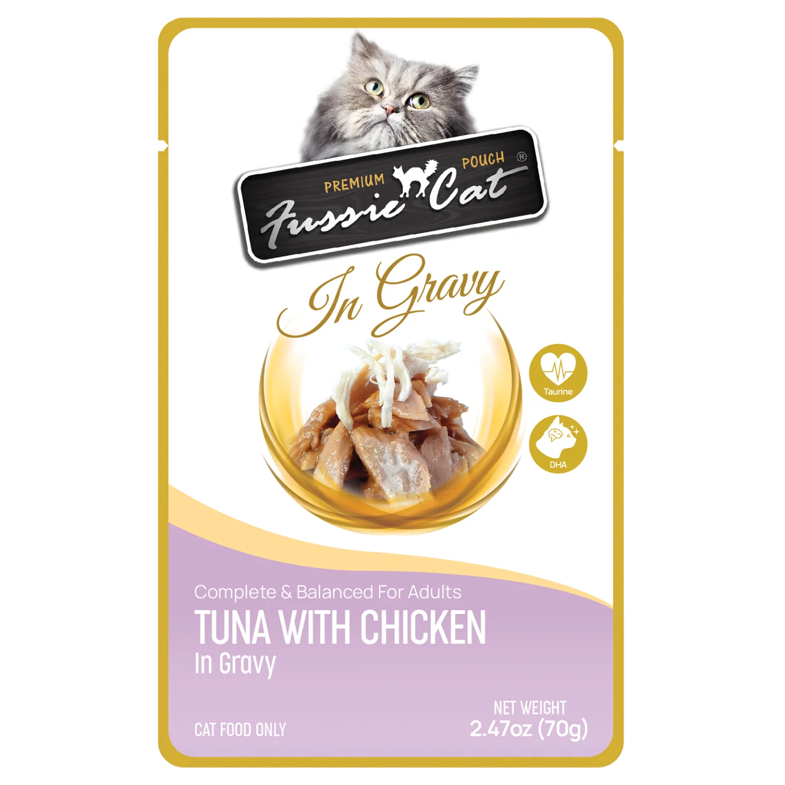 Fussie Cat Tuna & Chicken in Gravy Wet Cat Food, 2.47oz Pouch