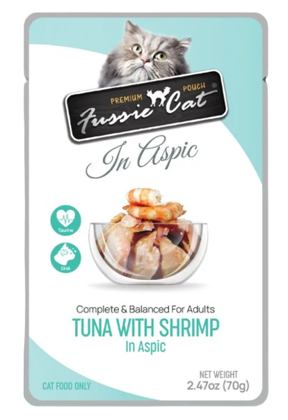 Fussie Cat Tuna with Shrimp in Aspic Recipe Cat Food, 2.47oz pouch