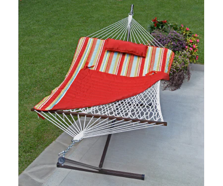 Hammock with Stand - Orange, Striped - Image 3