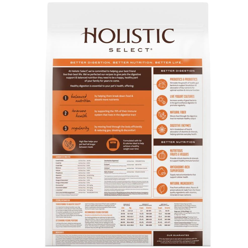 Holistic Select Natural Grain Free Chicken Meal and Pea Weight Management Dry Dog Food - Image 2