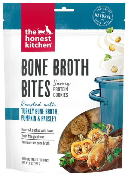 The Honest Kitchen Turkey Bone Broth Bites with Pumpkin Dog Treats, 8oz