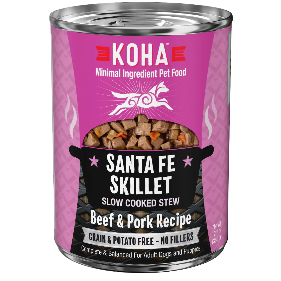 KOHA Santa Fe Skillet Slow Cooked Stew Beef & Pork Recipe Canned Dog Food