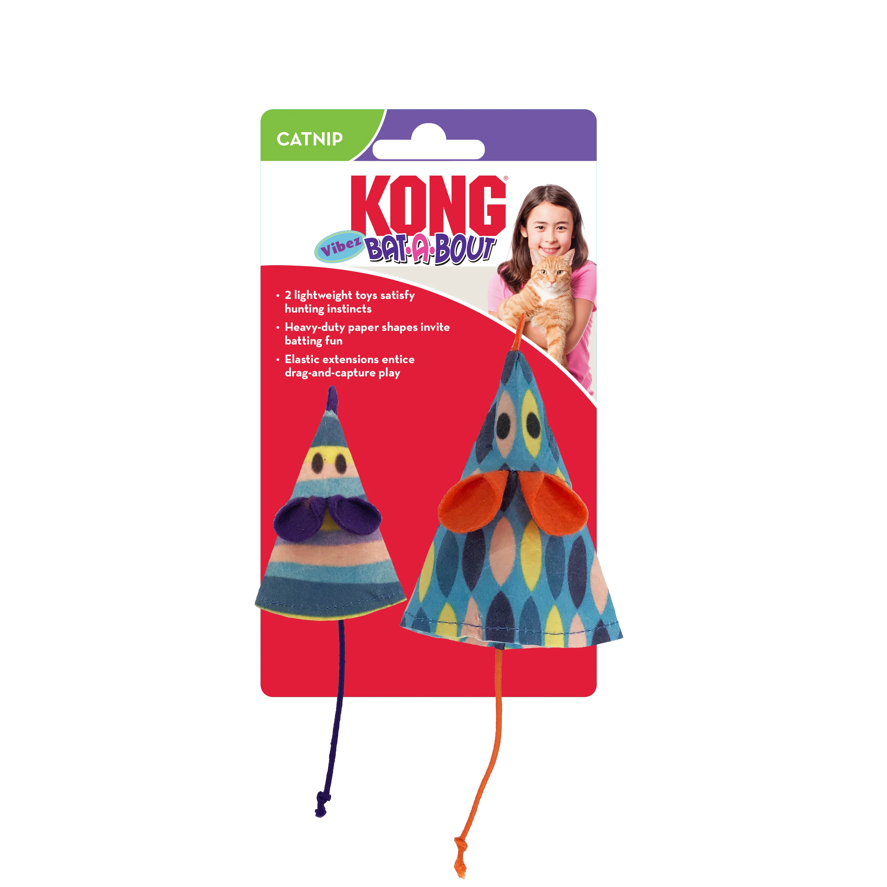 KONG Cat Bat-A-Bout Vibez Mouse Cat Toy, 2pk - Image 2