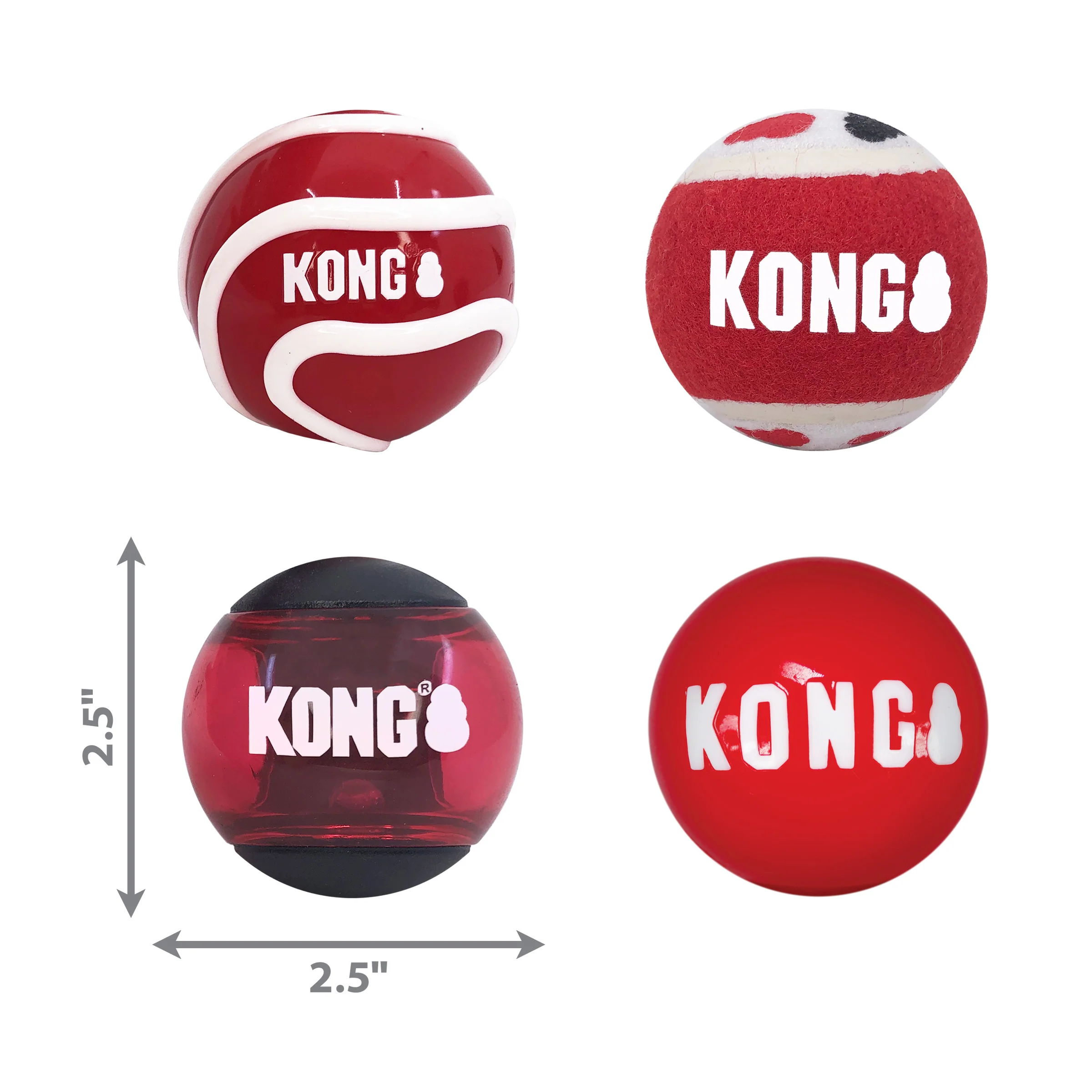 KONG Signature Ball, Medium Dog Toy, 4pk - Image 3