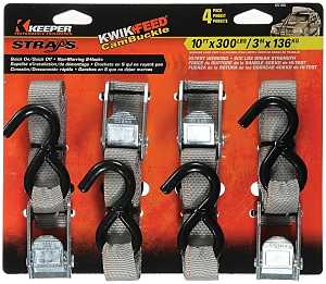 10'x1" Tie Down, Polyester, Orange, 300lb capacity, S-Hook End Fitting