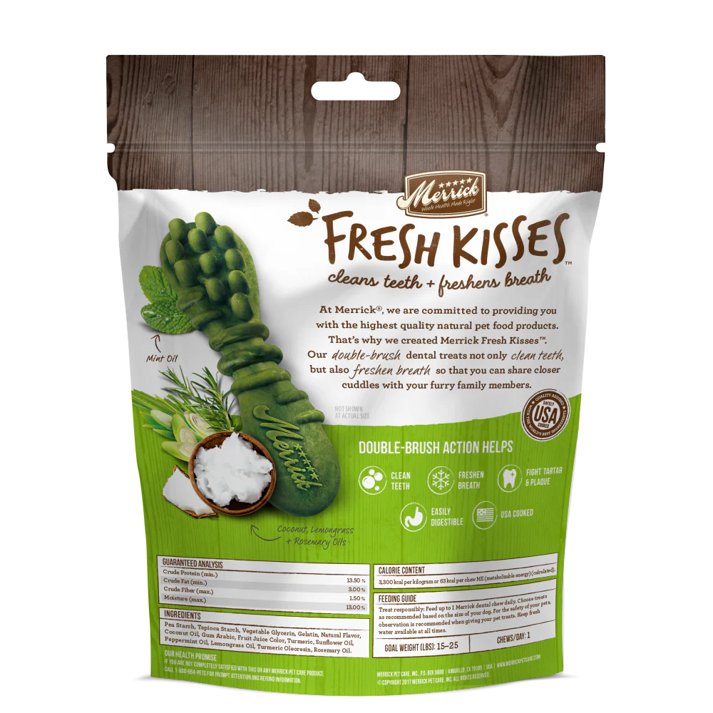 Merrick Fresh Kisses Grain Free Coconut Oil and Botanicals Small Dental Dog Treats - Image 2
