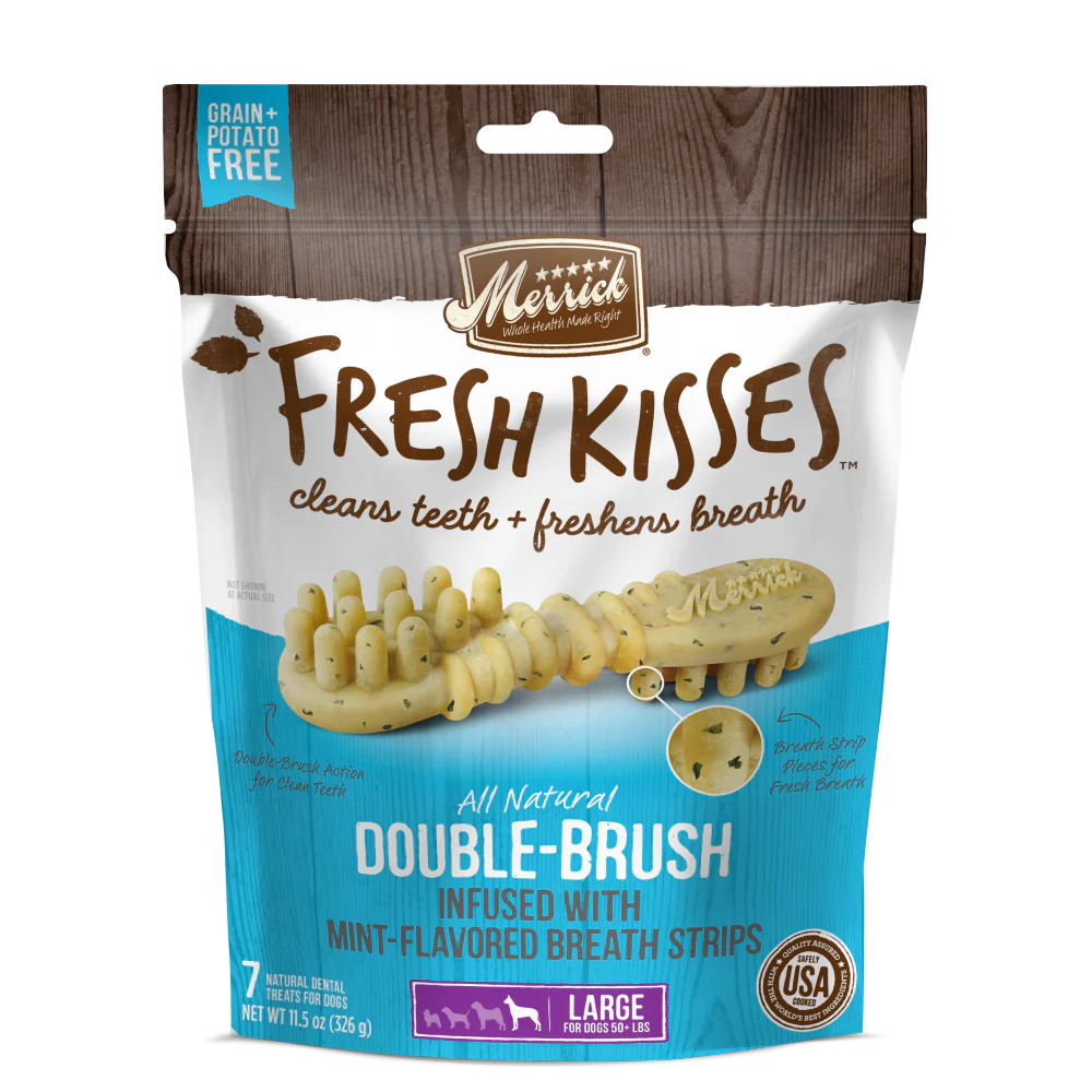 Merrick Fresh Kisses Grain Free Mint Breath Strips Large Dental Dog Treats