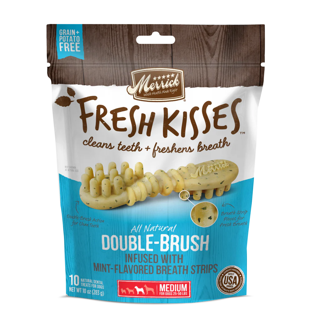 Merrick Fresh Kisses Grain Free Mint Breath Strips Medium Dental Dog Treats