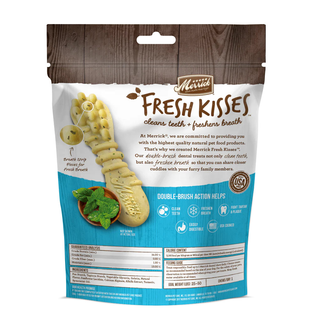 Merrick Fresh Kisses Grain Free Mint Breath Strips Medium Dental Dog Treats - Image 2