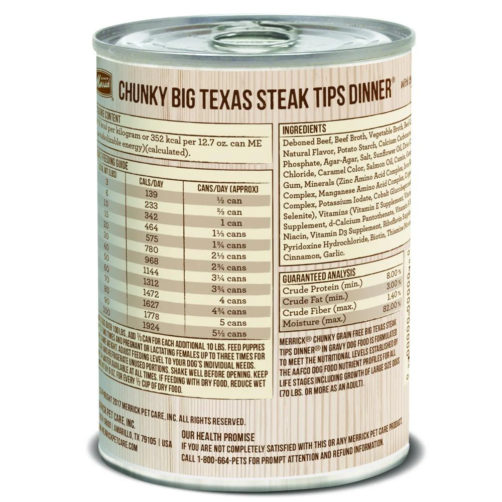 Merrick Grain Free Big Texas Steak Tips Dinner Canned Dog Food - Image 2