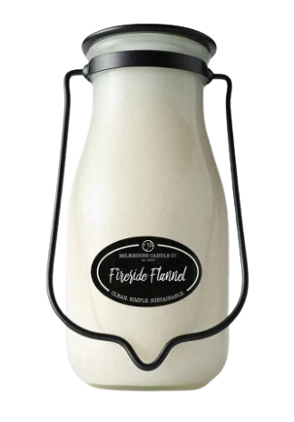 14 oz Milkbottle Candle: Fireside Flannel