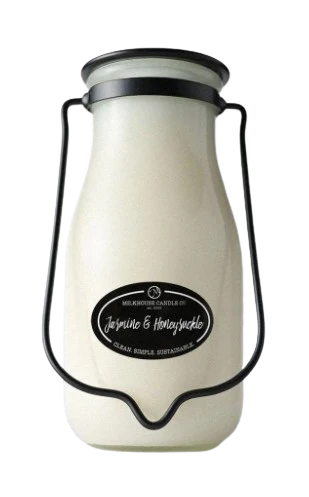 14 oz Milkbottle Candle: Jasmine & Honeysuckle
