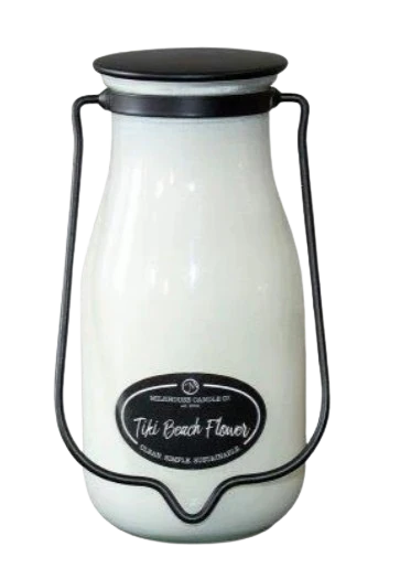 14 oz Milkbottle Candle: Tiki Beach Flower