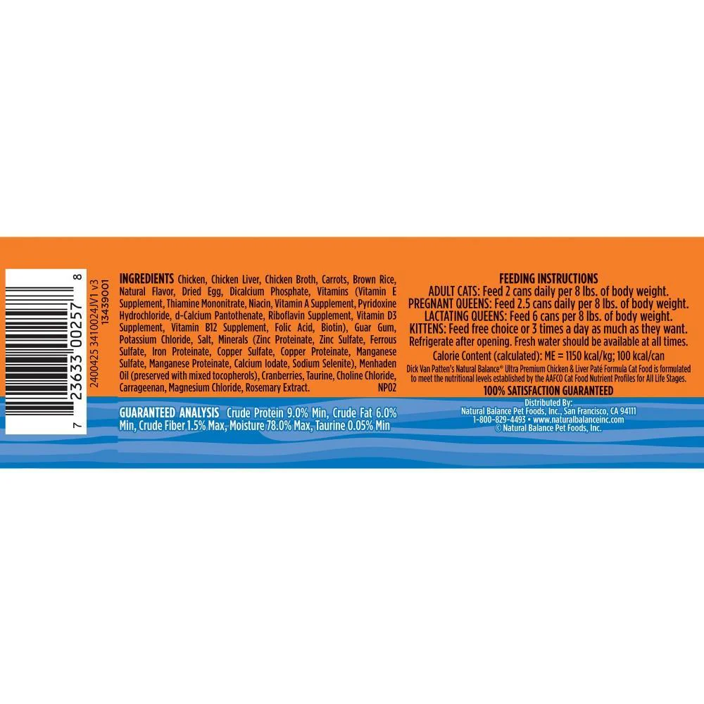 Natural Balance Chicken and Liver Pate Canned Cat Food - Image 2