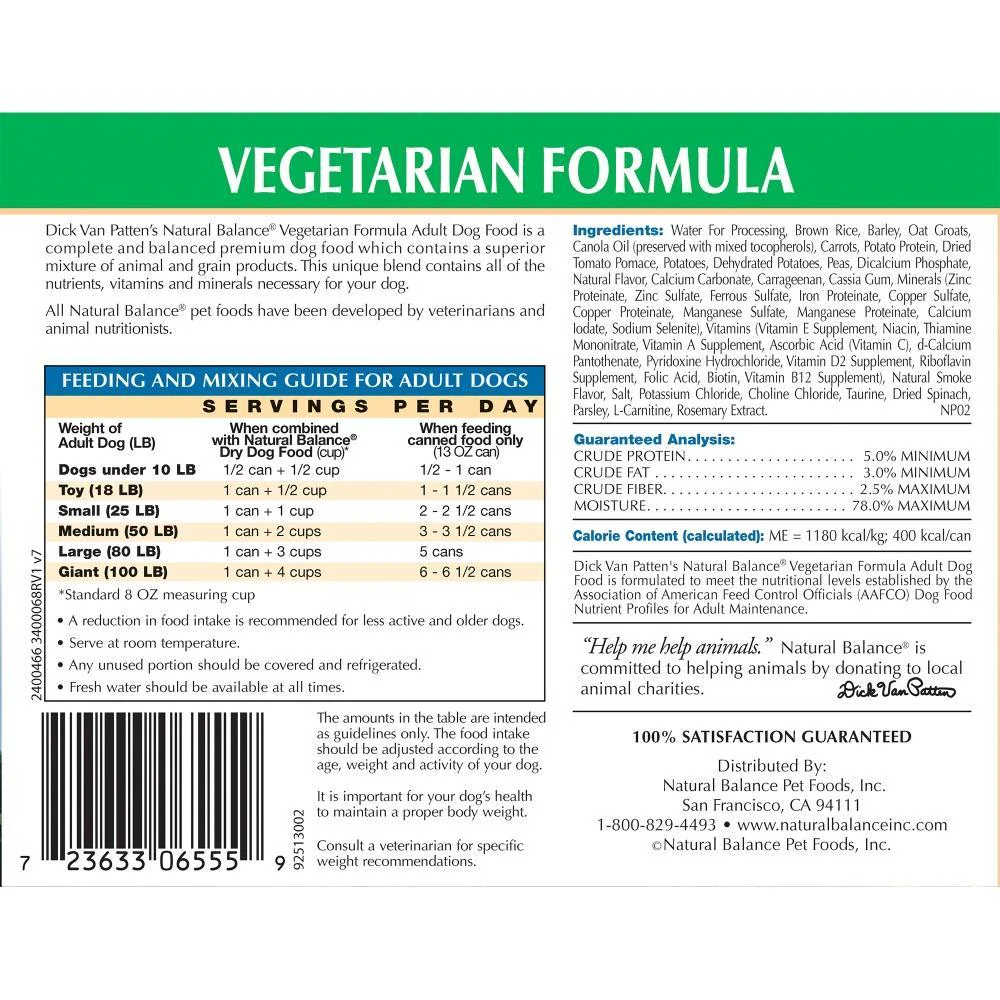 Natural Balance Vegetarian Formula Canned Dog Food - Image 2
