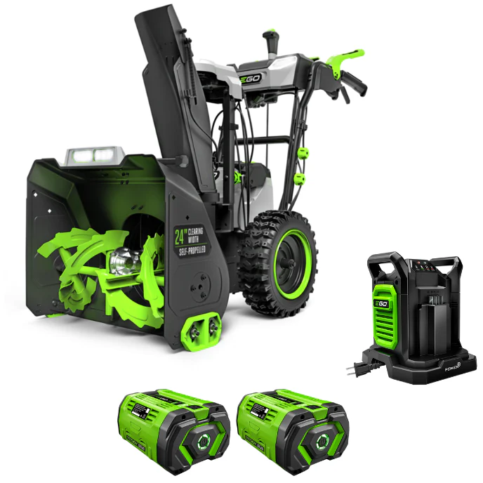 EGO 24 in Self-Propelled 2-Stage XP Snow Blower with Peak Power Kit (2* 10Ah Batteries, Dual Port Charger)