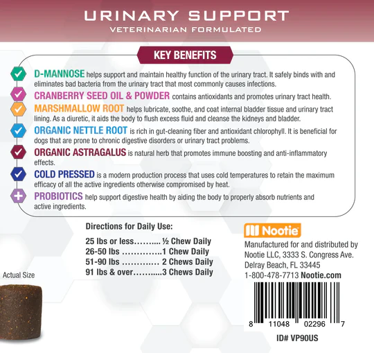 Nootie Progility Urinary Support with D-Mannose Soft Chew Supplements for Dogs, 90CT - Image 2
